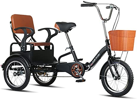 Adult Tricycle,Foldable Bicycle for Elderly,with Back Seat and Cargo Basket Comfortable Seat 3 Wheel Bicycle,Seniors Exercise Shopping,Maximum Load 180kg