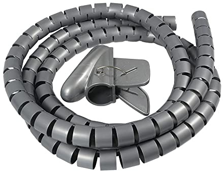 MOCNT 16 mm kabelslang flexibel kabelspiral kabelhantering kabelkanal kabelskydd spiralkabelslang självstängande buntning kabel isoleringsslang kabelhölje grå 3 meter