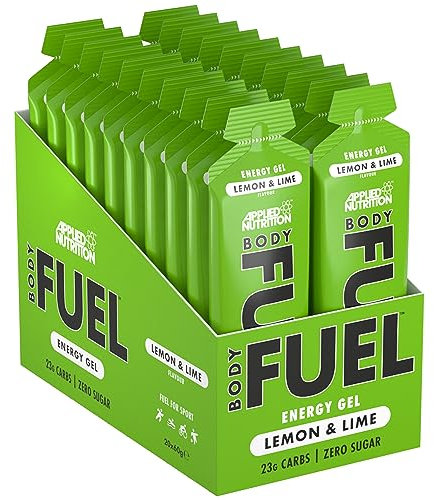 Applied Nutrition BodyFuel Energy Gel - Fast Energy Gels, Fuel for Sport, with Carbs, Sugar Free (Box 20 Units x 60g) (Lemon & Lime)