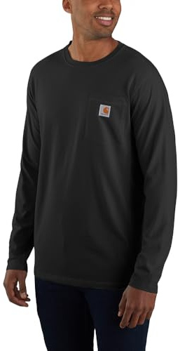 Carhartt Men's Force Relaxed Fit Midweight Long-Sleeve Pocket T-Shirt, Black, X-Large