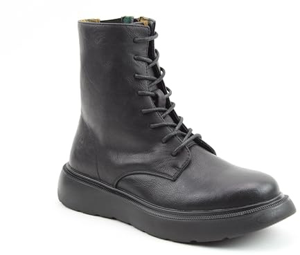 Heavenly Feet Fern Ladies Ankle Boots – LiteSole Collection, Lightweight 8 Eyelet Lace Up Design with Side Zip, Memory Foam Comfort Footbed, Chunky Wedge Sole Boots for Women, Black Size 3