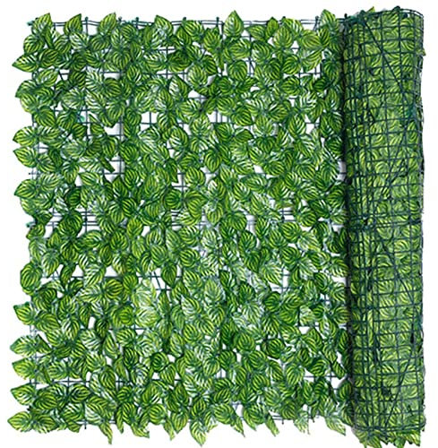 Green Leaf Treillis pour clôture de jardin - Panneau de haie artificielle extensible pour balcon et terrasse - Treillage décoratif d'extérieur avec feuilles vertes