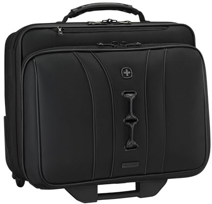 WENGER Legacy Black Series Aktenkoffer, Laptoptasche Arbeitstasche zum Rollen, Trolley, Notebook bis 15,6 Zoll, 29 l, Büro Business Uni Schule, Schwarz, 653631