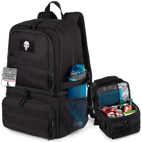 Sac à Dos glacière Tactique Double Compartiment pour Homme – Grand Sac Repas Isotherme avec 2 Sections, Sac Isotherme Souple