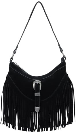 LHHMZ Bolso de hombro con flecos para mujer, Bolsos vintage de ante, Bolsos hippies con flecos de estilo western