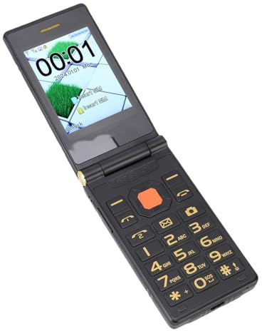 Bewinner Dual Screen Flip -telefon med Kamera, Stora Teckensnitt, Röstsändningssystem, Familjenummer, 4800mAh -batteri, GSM 850/900/1800/1900 MHz, Dual Sim Dual Standby, Support Upp Till (BLACK)