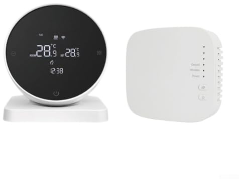 ZMdooreasy WiFi for smart Thermostat for Tuya Compatible Water and Gas Boilers, RF433 Wireless Receiver, Remote App Control, Multi Mode Scheduling 5+2/6+1/7 Days(With WIFI)