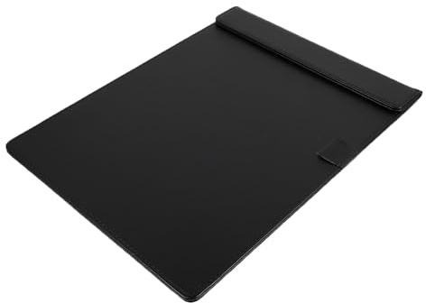 PACKOVE Presse-papiers A4 en Pu Noir Pince, Tablette D’écriture Rigide et Porte-stylo Intégré, Organisateur de Documents Pratique pour Bureau et Conférence