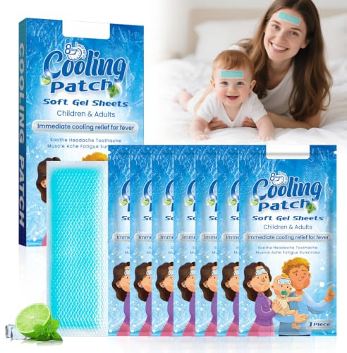 Cerotto Rinfrescante Gel 7 Pezzi, Compressa per Fronte, Notte | Senza refrigerazione, efficace su fronte, collo, braccia, per adulto, viaggio, mal di testa