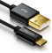 deleyCON Micro USB Kabel 2m Nylon + Metallstecker - Ladekabel Datenkabel Schnellladekabel - Smartphone Tablet PC Laptop Notebook - Schwarz