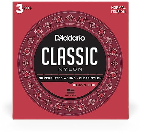 D'Addario EJ27N Saiten für klassische Gitarre, Nylon, für Studenten, normale Spannung, 3 Sets