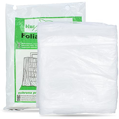 Blue Dolphin™ Abdeckfolie Maler Folie 4m x 5m Malerfolie 4µm Standard Transparent 20 m² Abdeckplane für Malerarbeiten Staubschutzfolie Baufolie Malervlies UVBeständig Schutz bei Renovierungsarbeiten