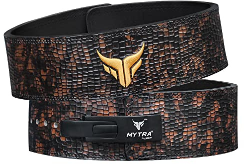 Mytra Fusion cintura palestra Pelle vera cintura sollevamento pesi Con leva cintura powerlifting per uomini e donne cintura bodybuilding (Dark Brown, L)
