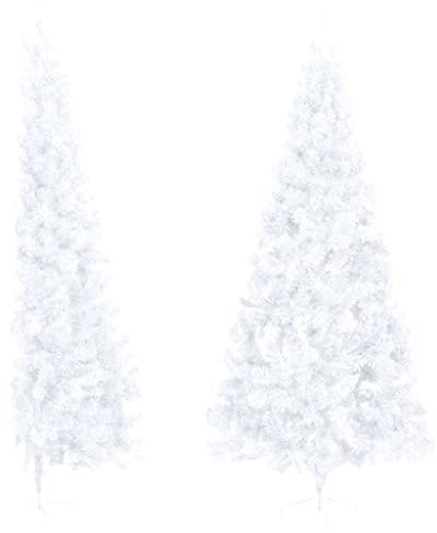 vidaXL Künstlicher Halber Weihnachtsbaum mit Ständer Tannenbaum Christbaum Dekobaum Kunstbaum Weihnachten Dekoration Weihnachtsdeko Weiß 240cm PVC