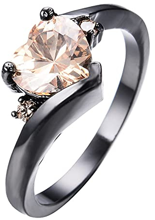 Campanello Non Cablato Gioielli a forma di cuori colorati da donna Anelli con zirconi a forma di cuore d'amore Il Signore Degli Anelli Gioielli (Beige, 11)