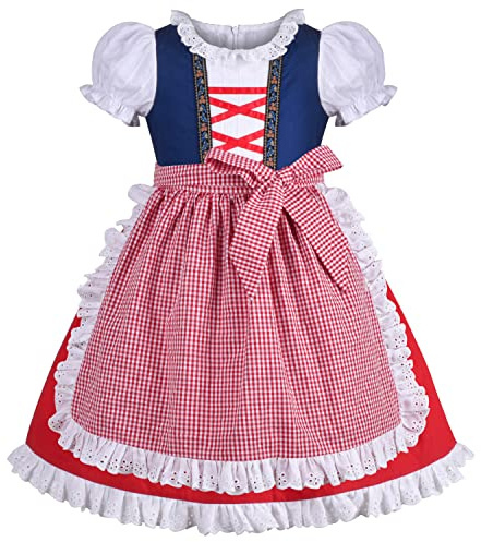 Sunny Fashion Robe Fille Femme de ménage Dentelle Tablier Allemand Dirndl Oktoberfest Bavarois 6 Ans