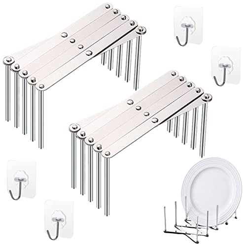 2 Stück Deckelhalter, Edelstahl Deckelhalter Rippchenhalter Einstellbarer Pot Lid Organizer mit 4 Klebehaken, Multifunktionales Rippchenhalter Topfdeckelhalter, Zubehör für Küchen und Grill