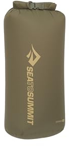 Sea to Summit - Lightweight Dry Bag L 13L - Waterproof Storage - Roll-Top Closure - Recycled Fabric - Base Lash Point & D-Ring - For Backpacking & Kayaking - 22 x 20 x 45.9cm - Olive Green - 81g
