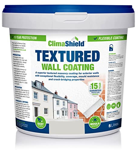 SmartSeal Textured Wall Coating - Waterproof 15yrs+ Breathable & Flexible - 12 Colours - Brick Stone Concrete & Render (Wessex Stone, 5 Litre)