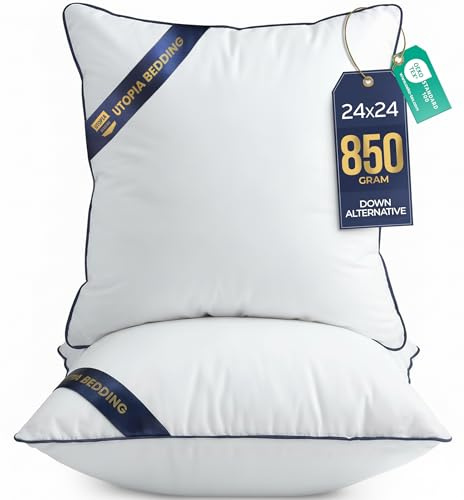 Utopia Bedding 2er Set Kissen 60x60 cm, Kissenfüllung für Bett und als Dekokissen, Sofakissen, Zierkissen für Couch (Weiß)