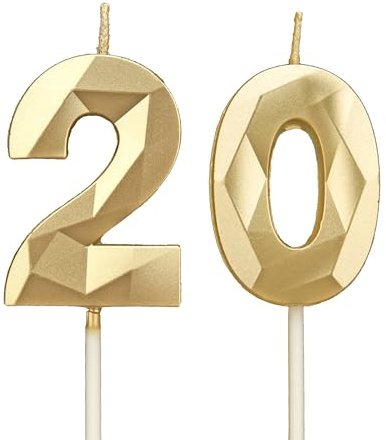 Velas 20 cumpleaños, velas con número oro, decoraciones para tartas de cumpleaños, bodas, aniversarios de empresa