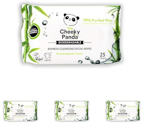 The Cheeky Panda Bamboo Facial Make Up Remover Wipes | Sustainable Face Wipes Eye Makeup Remover | Unscented Pack of 100 Face Wipes | 99% Purified Water