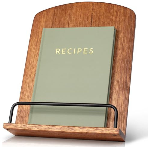 Beautiful Cookbook Stand for Your Kitchen Counter - Solid Wood Stand Easily Keeps Cook or Recipe Books Open for Convenient Cooking - Perfectly Fits Your iPad/Tablet and Enhances Any Kitchen Decor