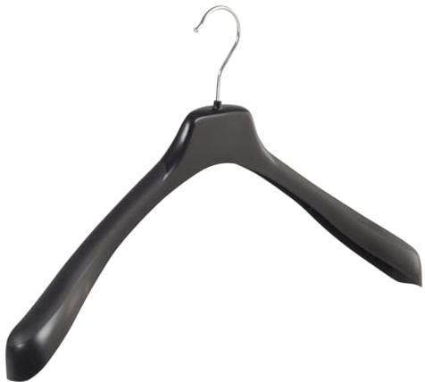 Grucce, Appendiabiti, Cappotto, Costume, Set di 10 pezzi, Plastica, Nero, Spalline Larghe, Giacca, Gancio girevole a 360°, 50 cm (EU50_00/10)