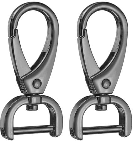 QUARKZMAN Mosquetones Giratorios Metálico con Anillo D 16mm Gris 2pcs | Llavero Metálico con Cierre de Langosta Mosquetón Hebilla Abierto para Manualidades Mochila Bolso Artesanía Bricolaje