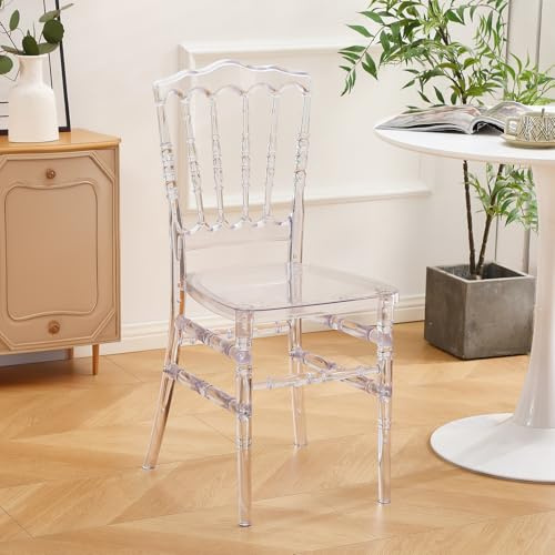 KAIHAOWIN Clear Napoleon Chair- Luxury Acrylic Dining Chairs Transparent Crystal Chair for Wedding Party Events