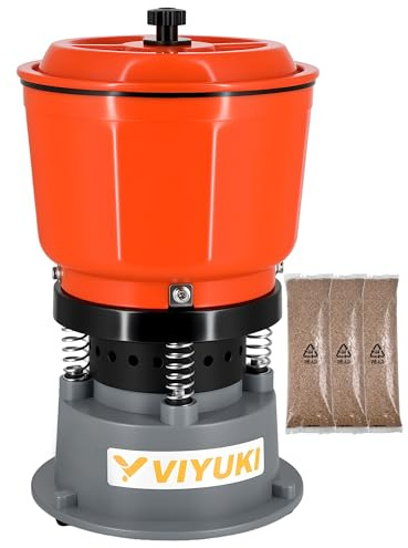 VIYUKI 9LBS Vibratory Tumbler Polishing Machine for Rocks/Metal Parts/Screw(with 3LB walnut shell media)