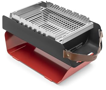FUMO Barbecue au charbon de bois - Barbecue de table mobile avec grille en acier inoxydable et support pour brochettes - Barbecue portable pour camping, balcon et extérieur - 5,6 kg - Sac de transport