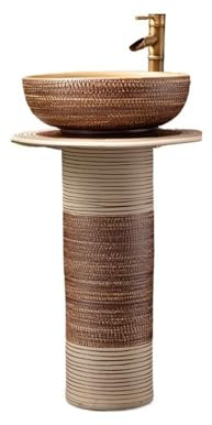 Lavandino a piedistallo Lavandino retrò con piedistallo, rubinetto e kit di scarico, lavabo da appoggio in ceramica for bagno, cortile