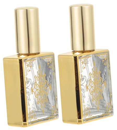 NOLITOY 2pcs Refillable Glass Spray Bottles for Essential Oils and Perfumes with Metal Spray Dispenser Transparent Containers for Travel and Daily Use