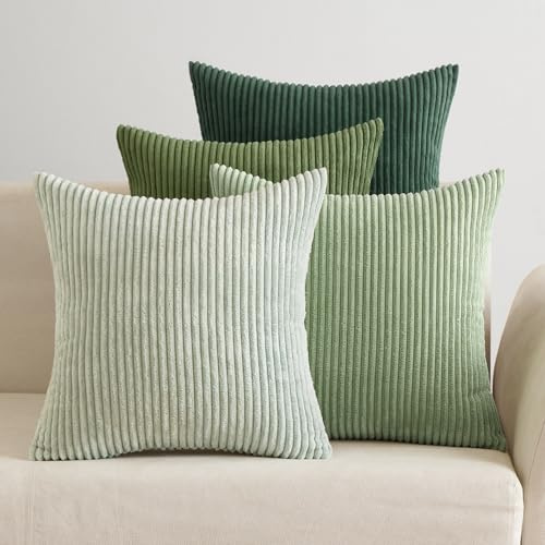 EMEMA Funda de cojín 60x60 cm de pana otoñal, juego de 4 fundas de cojín decorativas para sofá, cojín decorativo, funda de cojín de pana ornamental, suave para sofá, sala de estar, dormitorio, serie