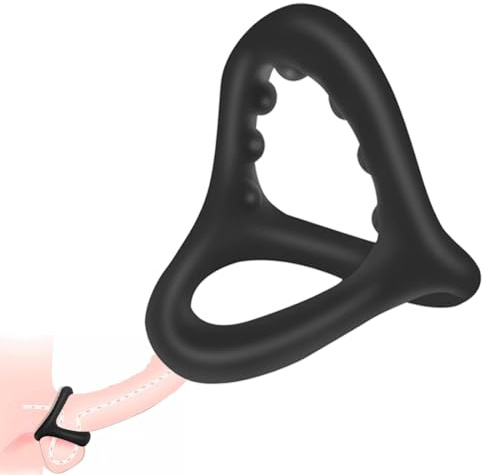 MUNZE Cock Ring, 1 Pezzo Nero 3 In 1 Anello Pene Ritardante Antieiaculazione, Diametro Interno 35Mm