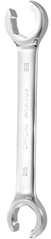 QUARKZMAN Chiave A Dado Svasato 25mm x 28mm Metrica A Doppia Estremità Aperta Chiave Spessa Finitura Specchiata Acciaio 45# Chiave Per Rigo Frenante Per Tubo Carburante Rigo, Argento