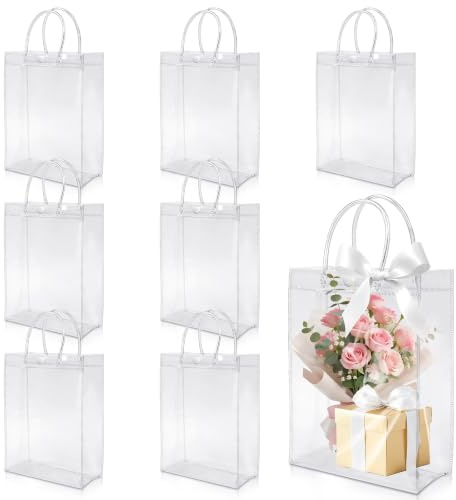 TPTGIAR PVC presentpåsar transparent med handtag 7 st presentfolie transparent bärväska påsk presentpåsar med band stora packpåsar återanvändbara presentpåsar transparent väska