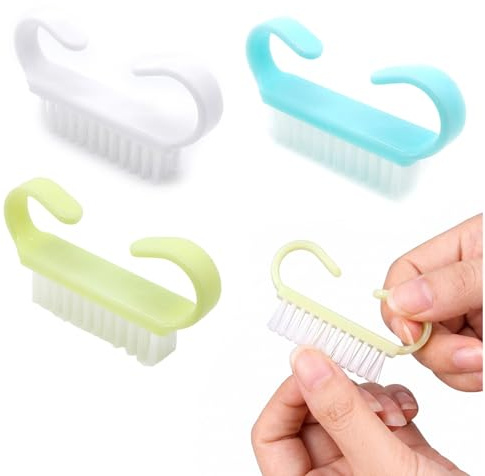 ZUWIJEQ 3 Piezas cepillo uñas manos Ergonómico, Cepillo de Uñas Manos para Limpieza de Dedos y Cutículas, Mini Cepillo Manicura Portátil para Hogar y Viaje, Colores Blanco, Azul y Amarillo