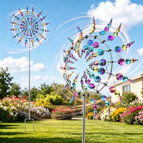 Molino de Viento de Metal único y mágico,vooiceofco Mo-Lino de Viento má-gico,Molino de Vie-nto único y mágico de Metal, Escultura De Viento Spinner, para jardín y Patio