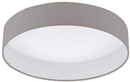 EGLO LED Deckenlampe dimmbar Palomaro 1, Deckenleuchte Stoff, Wohnzimmerlampe aus Textil, Kunststoff, Farbe: Taupe, Weiß, Ø: 40,5 cm