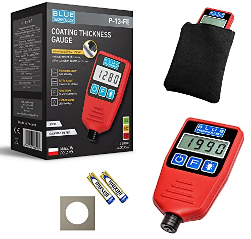 Blue Technology Professional Schichtdickenmessgerät Lackdickenmessgerät Kugelsonde P-13-FE | Stahl Coating Thickness Gauge | Lacktester für Auto | Hergestellt in EU