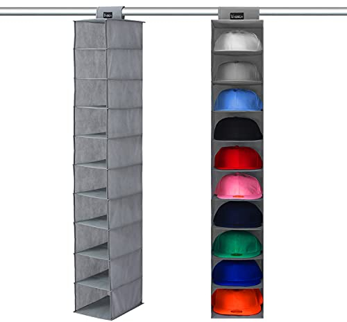 VAESIDA Hutablage & Baseball Kappen-Halter – 10 Regale, hängender Schrank für Baseballhut-Aufbewahrung – Hut-Organizer geeignet für alle Arten von Hüten