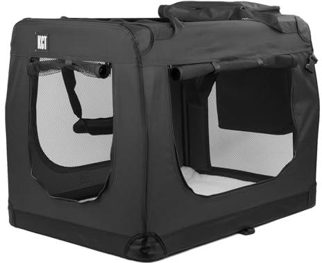 KCT Extra Large Black Fabric Pet Carrier Crate Travel Transport Bag for Cats and Dogs