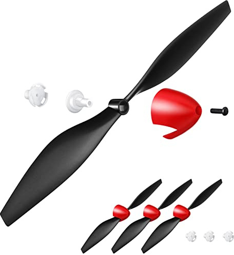 Riakrum 3 Sets Spare Rc Plane Propellers Airplane Carbon Fiber Nose Cone Compatible with Tr-p51 Rc Plane 4 Channel Remote Control Airplane with Propeller Savers and Adapter