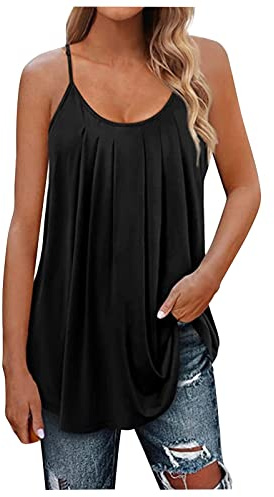 Débardeur Sport Femme Chemise Blanche Tee Shirt Long Top Fines Bretelles Chemisier Chic Dentelle Coton Nuit Noir 3XL