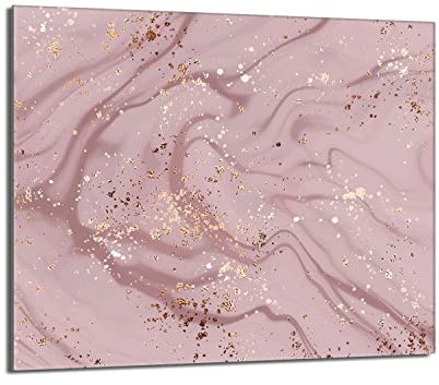 Herdabdeckplatte 60x52 Einteilig Glas Elektroherd Induktion Herdschutz Spritzschutz Glasplatte Deko Schneidebrett, Marmor Rosa