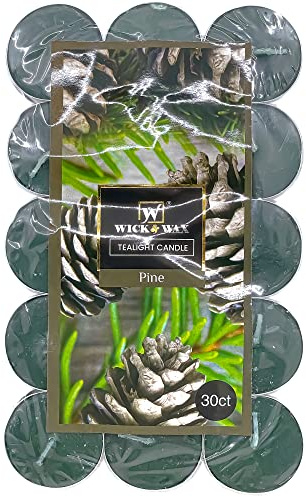 VeZee 30 CT Pine Scented Pleasant Fragrance Tealight A Long Lasting Air Freshener for Holidays, Weddings, SPA, Armotherapy, Meditation, Yoga & All Occasions, UN96013