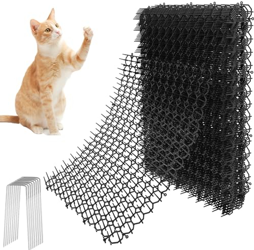 SUPRROW Katzenabwehrmatte, 12 Stücke Dornengitter Gegen Katzen Mit Spikes Katzenabwehr Garten Katzenschreck Gitter Für Innen Außenblumenbeet Haustierzaun Anti Climb