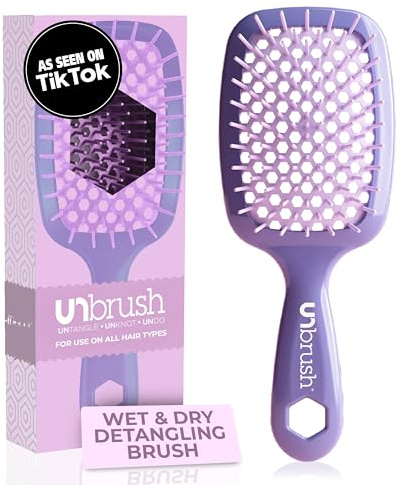 FHI Heat UNbrush Cepillo desenredante para todo tipo de cabello húmedo o seco, cerdas antiestáticas DuoFlex, mango ligero, cepillo ventilado, morado lavanda